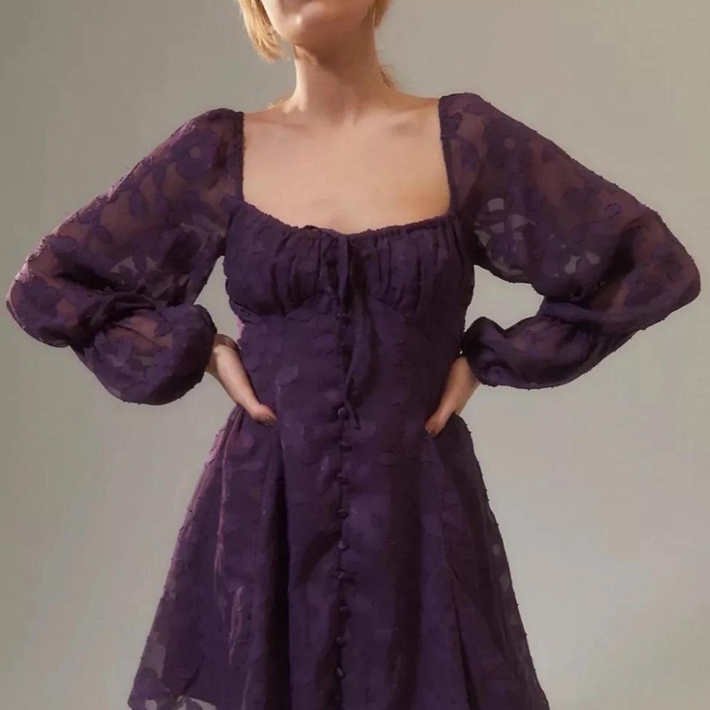 Purple Wisteria Jacquard Mini Dress